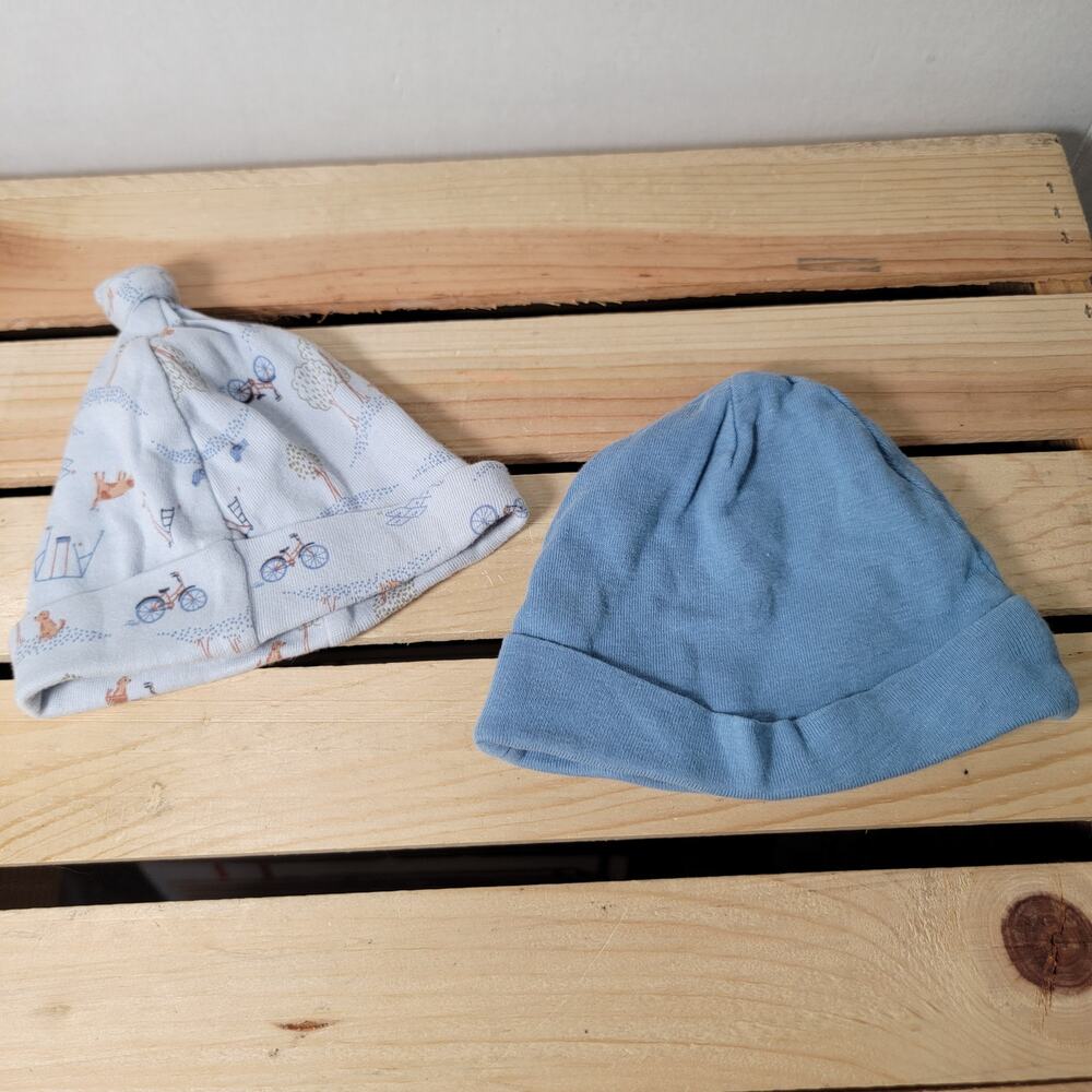 Set of 2 Gerber Infant Hats Blue (0-6m) & Blue Playground (0-3m)
